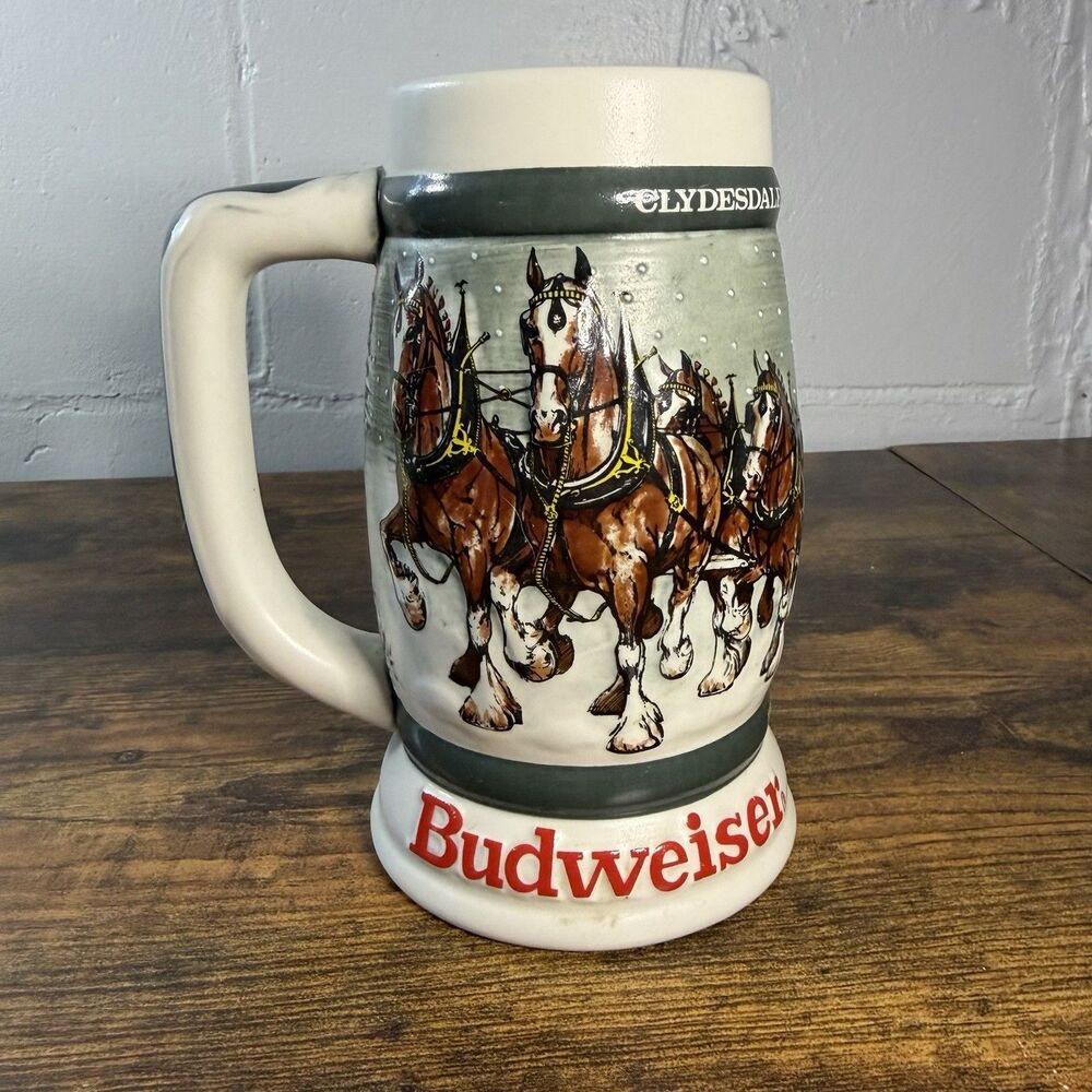 Budweiser 1982 Clydesdales 50th Anniversary 1933-1983 Holiday Beer Stein Mug